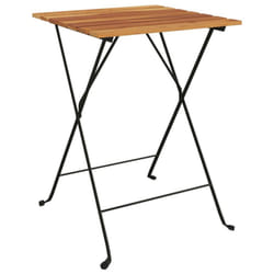 vidaXL Solid Wood Teak Folding Bistro Table Steel Outdoor Wooden Picnic Table