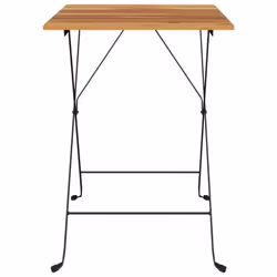 vidaXL Solid Wood Teak Folding Bistro Table Steel Outdoor Wooden Picnic Table
