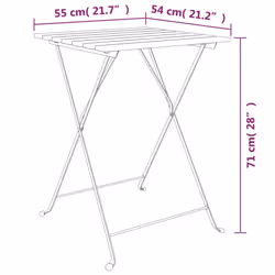 vidaXL Solid Wood Teak Folding Bistro Table Steel Outdoor Wooden Picnic Table