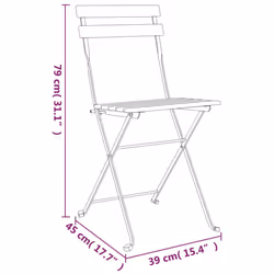 vidaXL Folding Bistro Chairs Solid Wood Teak and Steel Outdoor Dining Chair - 2 pcs
