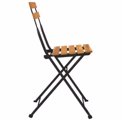 vidaXL Folding Bistro Chairs Solid Wood Teak and Steel Outdoor Dining Chair - 2 pcs - Additional view 4