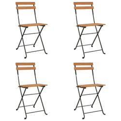 vidaXL Folding Bistro Chairs Solid Wood Teak and Steel Outdoor Dining Chair - 4 pcs