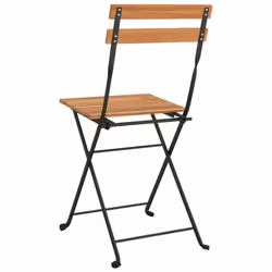 vidaXL Folding Bistro Chairs Solid Wood Teak and Steel Outdoor Dining Chair - 4 pcs - Additional view 5