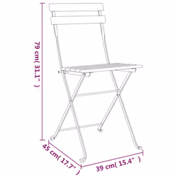 vidaXL Folding Bistro Chairs Solid Wood Teak and Steel Outdoor Dining Chair - 4 pcs - Additional view 8