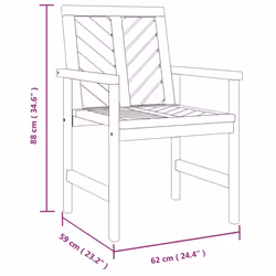 vidaXL Garden Lounge Set 3 Piece Solid Wood Acacia Side Table Dining Chair