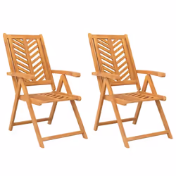 vidaXL Reclining Garden Chairs Recliner Wooden Lounge Chair Solid Wood Acacia - 2 pcs