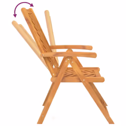 vidaXL Reclining Garden Chairs Recliner Wooden Lounge Chair Solid Wood Acacia - 2 pcs - Additional view 6