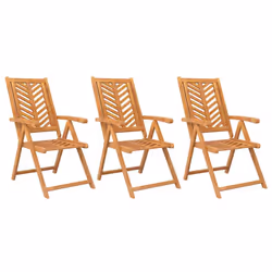 vidaXL Reclining Garden Chairs Recliner Wooden Lounge Chair Solid Wood Acacia - 3 pcs