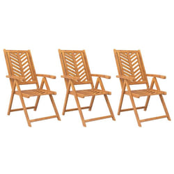 vidaXL Reclining Garden Chairs Recliner Wooden Lounge Chair Solid Wood Acacia - 3 pcs