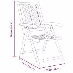 vidaXL Reclining Garden Chairs Recliner Wooden Lounge Chair Solid Wood Acacia - 3 pcs - Additional view 9
