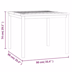 ) vidaXL Garden Dining Table Coffee Table Outdoor Dining Table Solid Wood Acacia - 90 x 90 x 74 cm (W x D x H