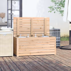 vidaXL Garden Box Set Patio Wooden Outdoor Storage Box 3 Piece Solid Wood Pine - brown, 101 x 50.5 x 46.5 cm