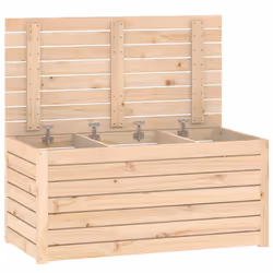 vidaXL Garden Box Set Patio Wooden Outdoor Storage Box 3 Piece Solid Wood Pine - brown, 101 x 50.5 x 46.5 cm - Additional view 5