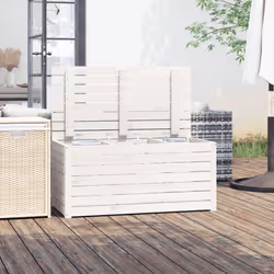vidaXL Garden Box Set Patio Wooden Outdoor Storage Box 3 Piece Solid Wood Pine - white, 101 x 50.5 x 46.5 cm