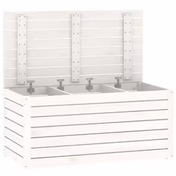 vidaXL Garden Box Set Patio Wooden Outdoor Storage Box 3 Piece Solid Wood Pine - white, 101 x 50.5 x 46.5 cm - Additional view 5