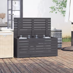 vidaXL Garden Box Set Patio Wooden Outdoor Storage Box 3 Piece Solid Wood Pine - grey, 101 x 50.5 x 46.5 cm