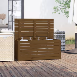 vidaXL Garden Box Set Patio Wooden Outdoor Storage Box 3 Piece Solid Wood Pine - honey brown, 101 x 50.5 x 46.5 cm