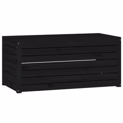 vidaXL Garden Box Set Patio Wooden Outdoor Storage Box 3 Piece Solid Wood Pine - black, 101 x 50.5 x 46.5 cm