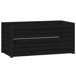 vidaXL Garden Box Set Patio Wooden Outdoor Storage Box 3 Piece Solid Wood Pine - black, 101 x 50.5 x 46.5 cm