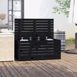 vidaXL Garden Box Set Patio Wooden Outdoor Storage Box 3 Piece Solid Wood Pine - black, 101 x 50.5 x 46.5 cm