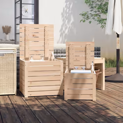 vidaXL Garden Box Set Patio Wooden Outdoor Storage Box 3 Piece Solid Wood Pine - brown, 50.5 x 50.5 x 46.5 cm