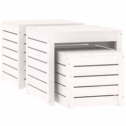 vidaXL Garden Box Set Patio Wooden Outdoor Storage Box 3 Piece Solid Wood Pine - white, 50.5 x 50.5 x 46.5 cm - Additional view 4