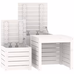 vidaXL Garden Box Set Patio Wooden Outdoor Storage Box 3 Piece Solid Wood Pine - white, 50.5 x 50.5 x 46.5 cm - Additional view 7