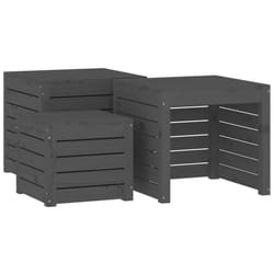vidaXL Garden Box Set Patio Wooden Outdoor Storage Box 3 Piece Solid Wood Pine - grey, 50.5 x 50.5 x 46.5 cm