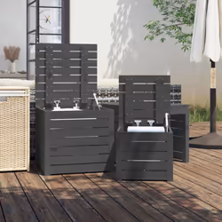 vidaXL Garden Box Set Patio Wooden Outdoor Storage Box 3 Piece Solid Wood Pine - grey, 50.5 x 50.5 x 46.5 cm