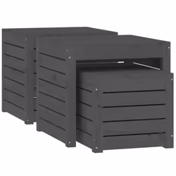 vidaXL Garden Box Set Patio Wooden Outdoor Storage Box 3 Piece Solid Wood Pine - grey, 50.5 x 50.5 x 46.5 cm - Additional view 4