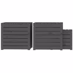 vidaXL Garden Box Set Patio Wooden Outdoor Storage Box 3 Piece Solid Wood Pine - grey, 50.5 x 50.5 x 46.5 cm - Additional view 6