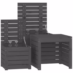 vidaXL Garden Box Set Patio Wooden Outdoor Storage Box 3 Piece Solid Wood Pine - grey, 50.5 x 50.5 x 46.5 cm - Additional view 7