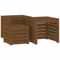 vidaXL Garden Box Set Patio Wooden Outdoor Storage Box 3 Piece Solid Wood Pine - honey brown, 50.5 x 50.5 x 46.5 cm