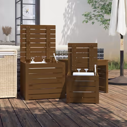 vidaXL Garden Box Set Patio Wooden Outdoor Storage Box 3 Piece Solid Wood Pine - honey brown, 50.5 x 50.5 x 46.5 cm