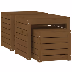 vidaXL Garden Box Set Patio Wooden Outdoor Storage Box 3 Piece Solid Wood Pine - honey brown, 50.5 x 50.5 x 46.5 cm - Additional view 4