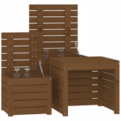 vidaXL Garden Box Set Patio Wooden Outdoor Storage Box 3 Piece Solid Wood Pine - honey brown, 50.5 x 50.5 x 46.5 cm - Additional view 7