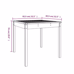 vidaXL Garden Table Patio Table Wooden Dining Coffee Table Solid Wood Douglas - grey pine, 82.5 x 82.5 x 76 cm