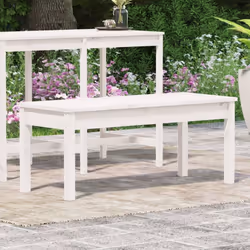 vidaXL Garden Bench Outdoor Picnic Bench Camping Wooden Bench Solid Wood Pine - white pine, 109 x 44 x 45 cm