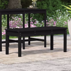vidaXL Garden Bench Outdoor Picnic Bench Camping Wooden Bench Solid Wood Pine - black pine, 109 x 44 x 45 cm