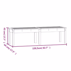vidaXL Garden Bench Outdoor Picnic Bench Camping Wooden Bench Solid Wood Pine - grey pine, 159.5 x 44 x 45 cm