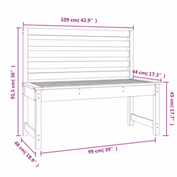 vidaXL Garden Bench Outdoor Picnic Bench Camping Wooden Bench Solid Wood Pine - white pine, 109 x 48 x 91.5 cm