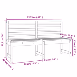 vidaXL Garden Bench Outdoor Picnic Bench Camping Wooden Bench Solid Wood Pine - black pine, 157.5 x 48 x 91.5 cm - Additional view 6