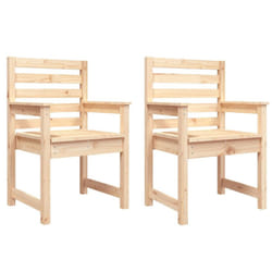 vidaXL Garden Chairs Outdoor Chair Wooden Chair Seating Patio 2 pcs Pinewood - natural pine, 60 x 48 x 91 cm