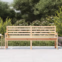 vidaXL Garden Bench Outdoor Picnic Bench Camping Wooden Bench Solid Wood Pine - natural pine, 203.5 x 48 x 91.5 cm