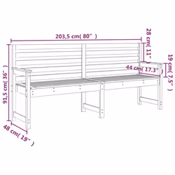 vidaXL Garden Bench Outdoor Picnic Bench Camping Wooden Bench Solid Wood Pine - white pine, 203.5 x 48 x 91.5 cm - Additional view 6
