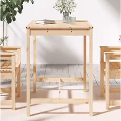 vidaXL Garden Table Outdoor Table Patio Wooden Dining Table Solid Wood Pine - natural pine, 121 x 82.5 x 110 cm