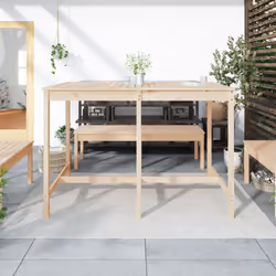 vidaXL Garden Table Outdoor Table Patio Wooden Dining Table Solid Wood Pine - natural pine, 159.5 x 82.5 x 110 cm