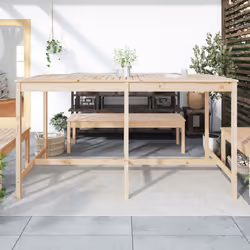 vidaXL Garden Table Outdoor Table Patio Wooden Dining Table Solid Wood Pine - natural pine, 203.5 x 90 x 110 cm