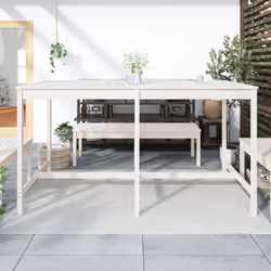 vidaXL Garden Table Outdoor Table Patio Wooden Dining Table Solid Wood Pine - white pine, 203.5 x 90 x 110 cm