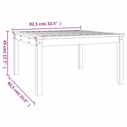 vidaXL Garden Table Outdoor Table Patio Wooden Dining Table Solid Wood Pine - black pine, 82.5 x 82.5 x 45 cm